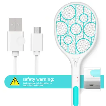 

Mosquito Swatter Killer Led Light Tennis Bat Hand-Held Racket Rechargeable Electric Fly Insect Racket Zapper Killer Home