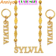 Персонализированные имя ожерелья серьги Женщины Девушки настроить буквы имя таблички набор ювелирных изделий(время производства 7-15 дней)#100421