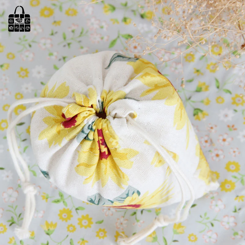 Sunflowers printed 100% cotton bag Travel Accessories Clothes underwear shoes toy Storage Pouch Luggage Packing Organizers bag