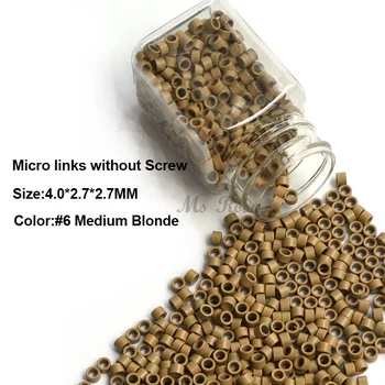 

Aluminum Micro Links 4.0*2.7*2.7MM 1000Pcs/Bottle Medium Blonde #6 Hair Extension Beads Hair Extension Accessories Tools