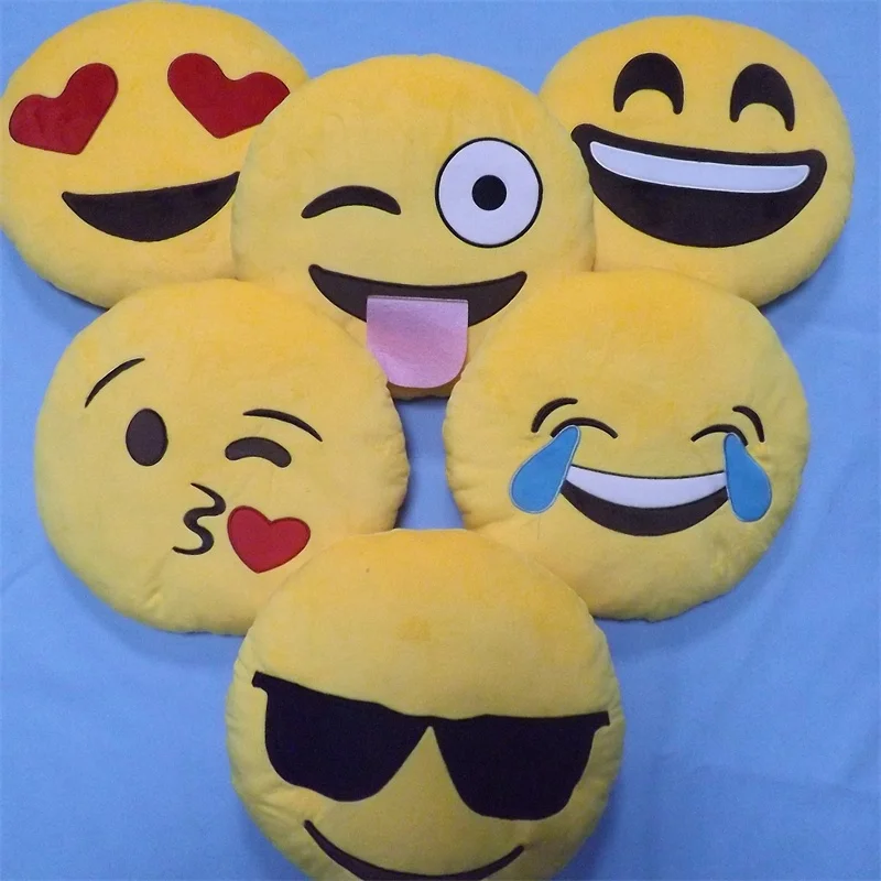 

6pcs/Set Kids Emoji Smiley Pillow Children's Plush Toys Round Soft Emoji Pillow Yellow Smile Emoticon Cushion Stuffed Plush Toys