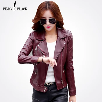 PinkyIsBlack Plus Size S-5XL Fashion 2020 Autumn Winter Women Leather Coat Female Slim Short Leather Jacket Women's Outerwear autumn winter women s short design plus velvet slim motorcycle leather jacket clothing outerwear women rivet pu leather jacket