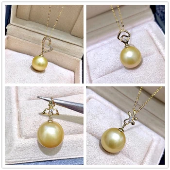 

Free Shipping Solid 18k Yellow Gold Pearl Pendant Connector,Cup And Peg Bead Cap,Dangle Gold Jewelry Making ,No pearl No chain