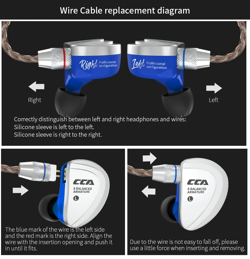 CCA C16 8BA привод в ухо наушник 8 сбалансированных арматурных HIFI наушники гарнитура вкладыши со съемным отсоединением 2PIN кабель C10