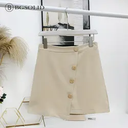 Новинка 2019 года, Однорядная юбка трапециевидной формы с пряжкой, Однотонная юбка, простая атмосфера, нежная юбка, брюки