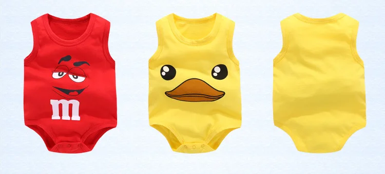 fahion novo estilo do bebê sem mangas verão bodysuit algodão meninos colete bonito dos desenhos animados da menina macacão vermelho bebê corpo roupas bodysuits