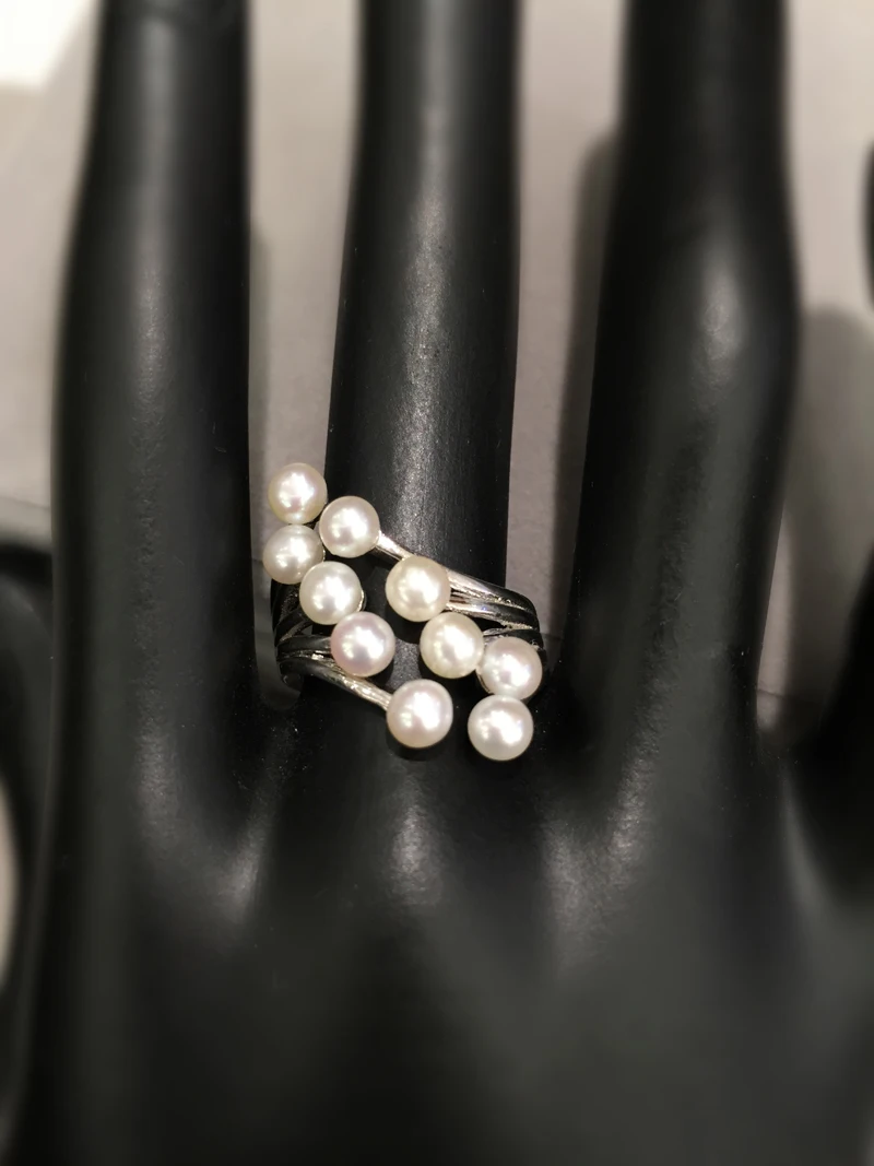 

3-4MM Natural Freshwater Pearl Ring 925 Sterling silver Adjustable Size Small Pearl Ring Special Design fine Jewelry Fashion