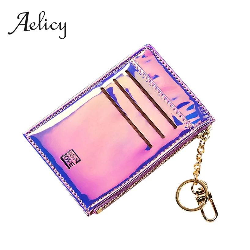 

Aelicy women laser mini coin purse fashion key holder lady small short wallet credit card holder leather coin bags slim thin