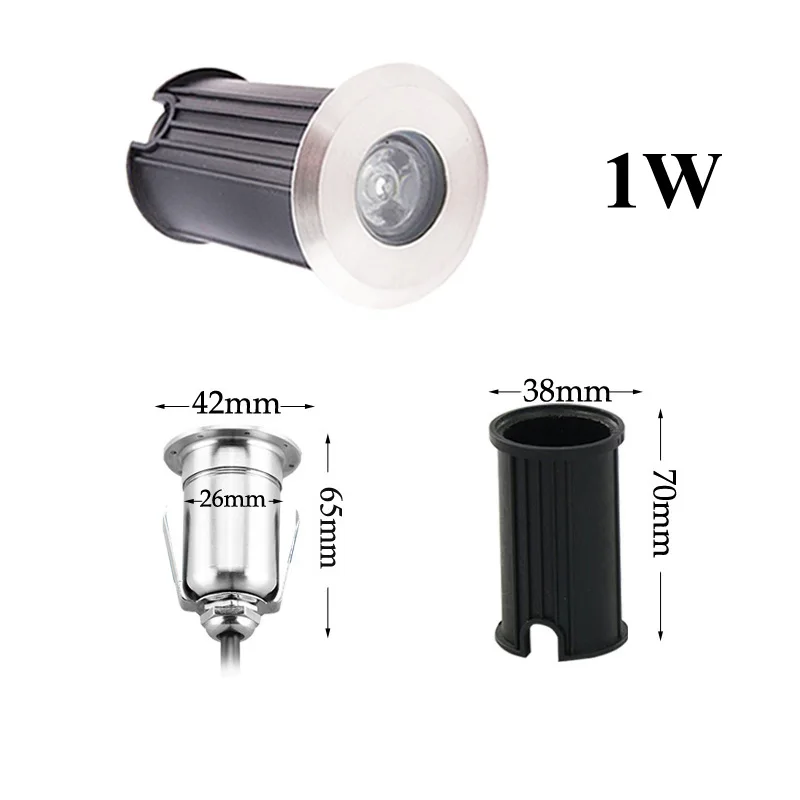 1W 42mm IP67, 3 Вт, 5 Вт, 7 Вт, светодиодный подземный светильник, наземный, садовый, дорожка, напольный светильник, наружный, подземный, похороненный, для двора, светильник, ландшафтный светильник, 220 В, DC12 - Испускаемый цвет: 1W 42mm
