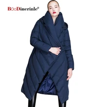 Зимний женский пуховик с воротником-шарфом, уплотненный необычный дизайн, брендовая длинная куртка, женская теплая куртка с капюшоном YR136