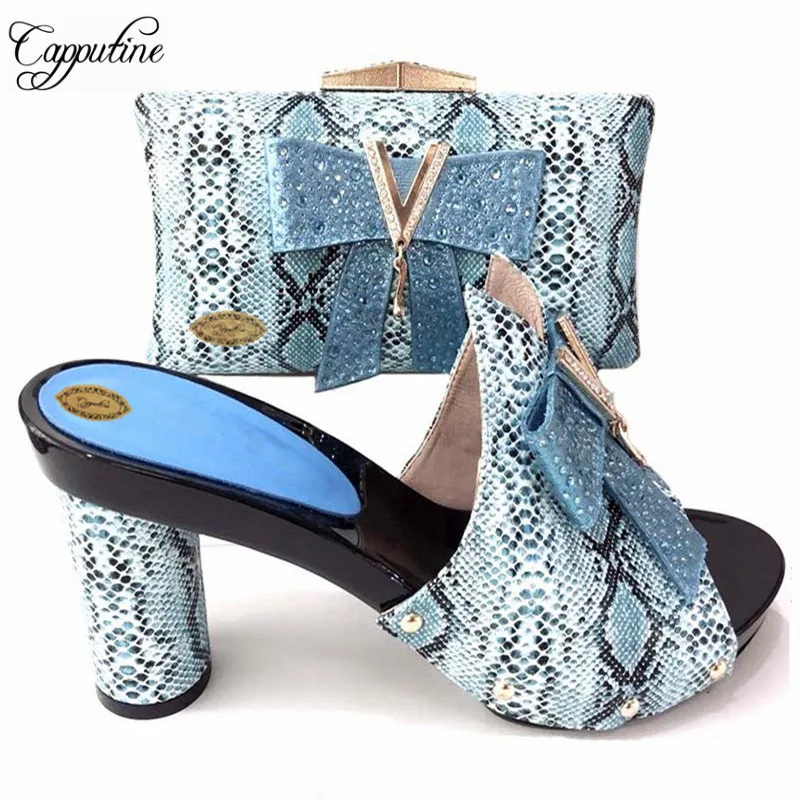 

Capputine Italian Woman 10CM Shoes And Bag Set African Matching Shoes And Bags Set Nigerian High Heels Slipper Party Shoes