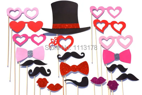 Мода День Святого Валентина Photo Booth Prop набор с блестками-21 шт. на палочке-День