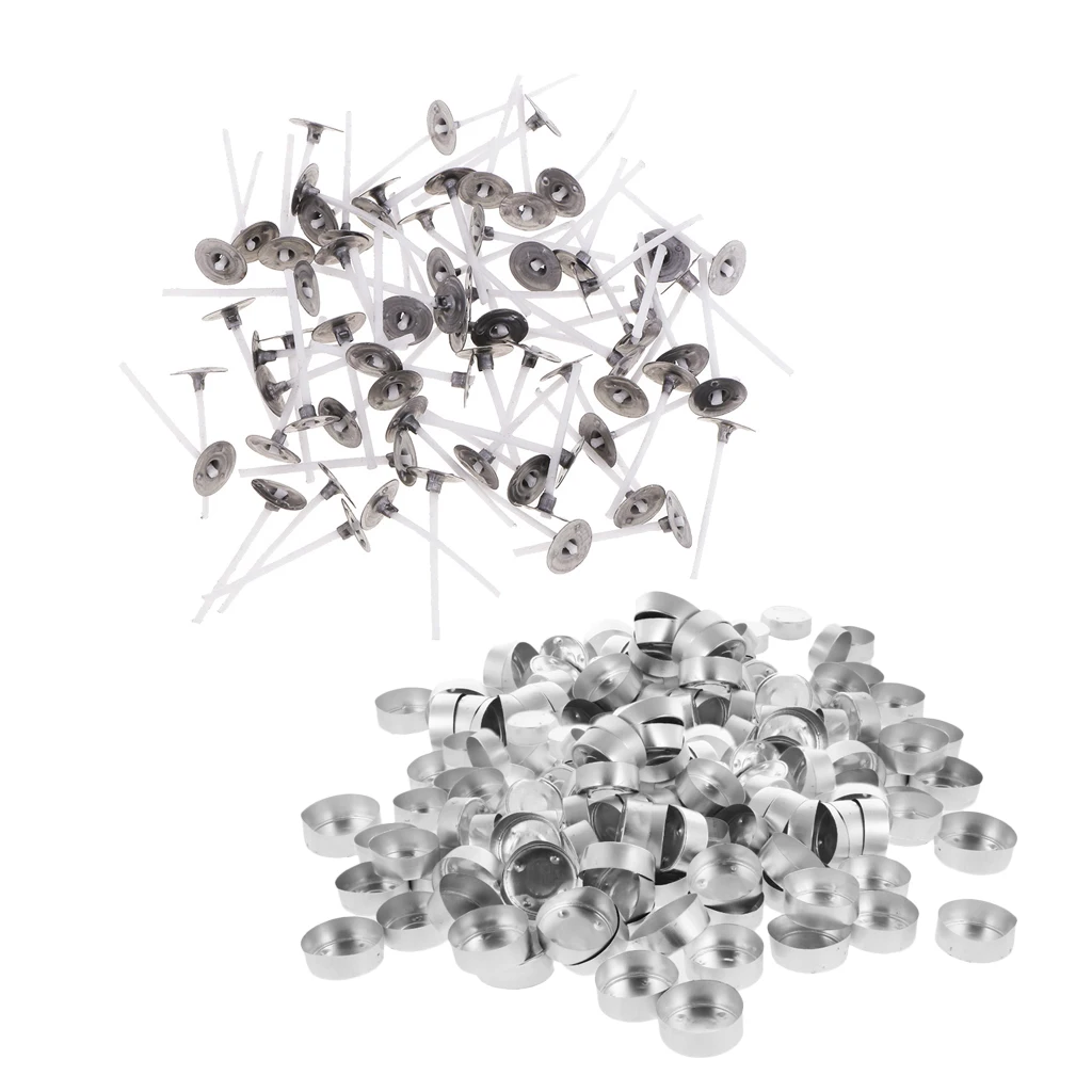 200 Pieces Aluminium Tea Light Case Containers & 200pc 3cm Candle Wick