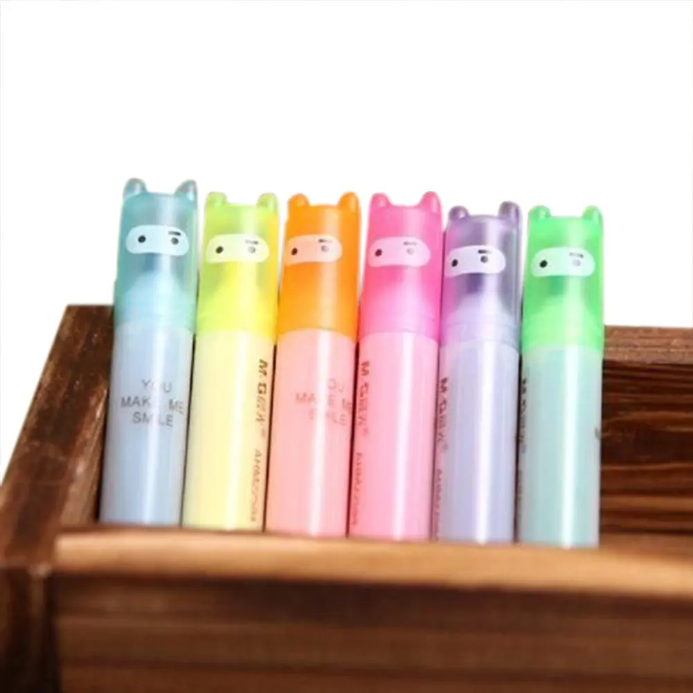 

6pcs Highlighter Pens Cute Ninja Permanent Markers Fine Point Tip Novelty Stationery Assorted Colours