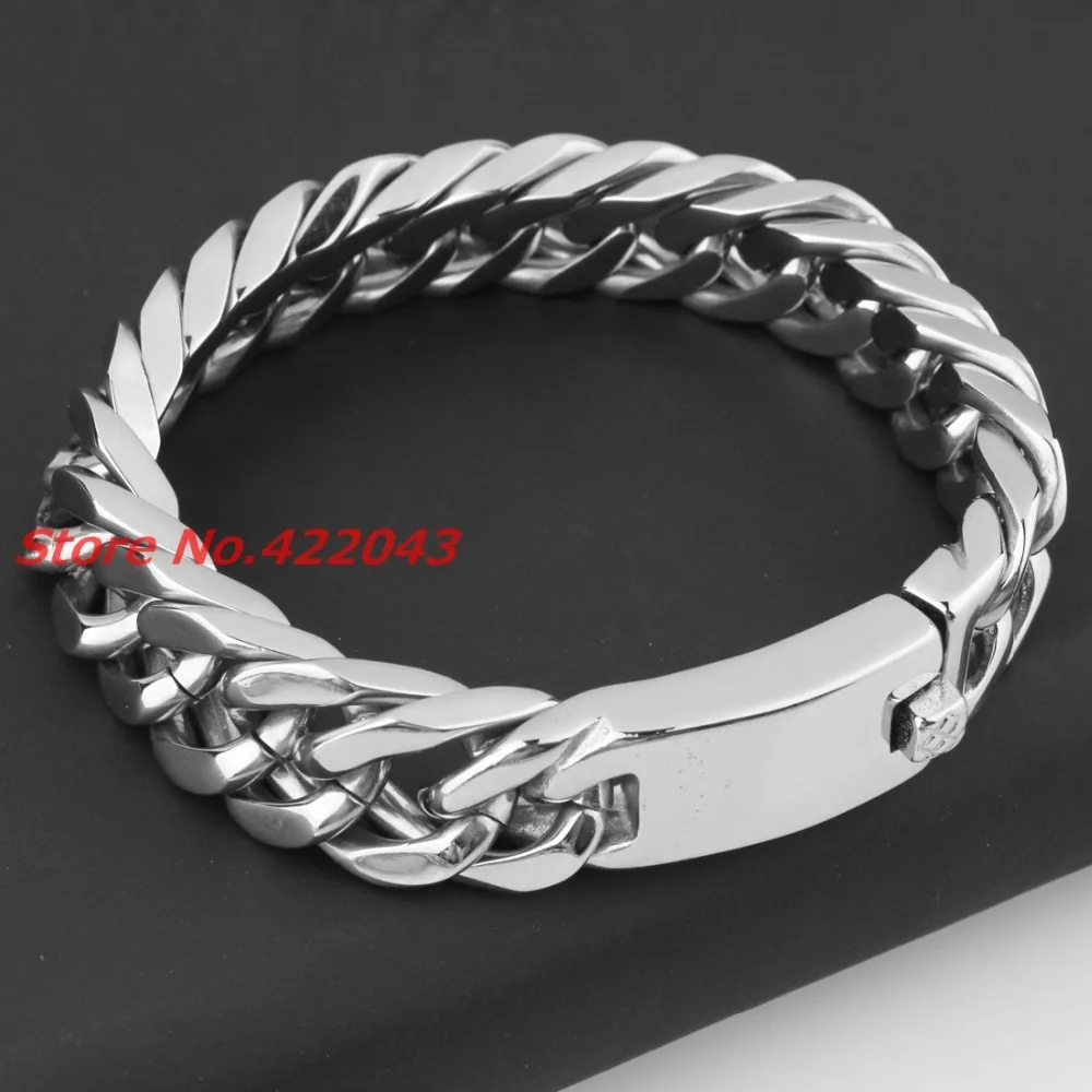 Di Alta Qualità Di Colore Argento Curb Cubano 316L Braccialetti Dell'Acciaio Inossidabile Heavy Mens Ragazzi Curb Bracciali A Catena Monili All'Ingros