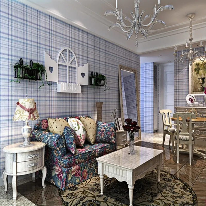 

Free Shipping Mediterranean style non-woven lattice wallpaper bedroom living room children room custom wallpaper