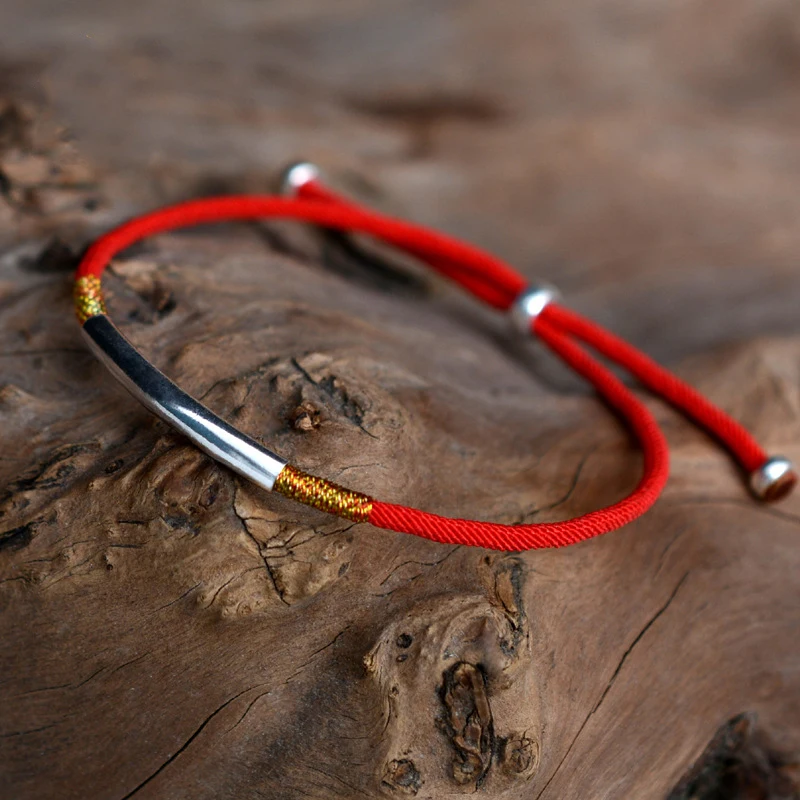 BOEYCJR буддисим красный плетеный веревочный счастливый браслет& Браслеты модные ювелирные изделия 925 пробы Серебряный браслет для мужчин для женщин
