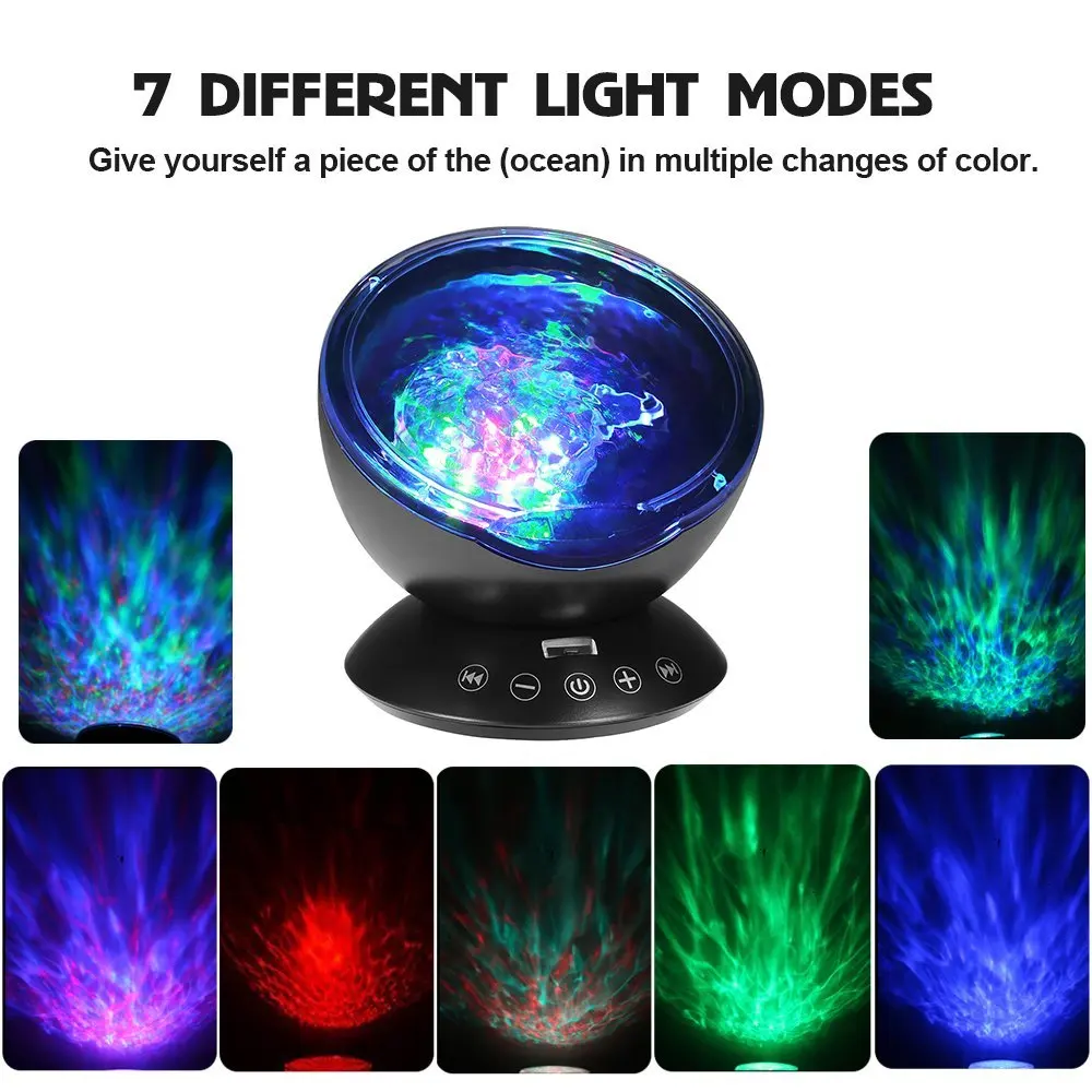 Ilusão para Bebês Oceano Estrelado Aurora Luz Noturna Projetor Luminária Novidade Usb Lâmpada Crianças Céu Led 6 Luzes noturnas