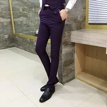 Left ROM 2018 New Men’s Fashion Boutique Pure Cotton Casual Business Suits Pants Dress Men’s Formal Suit Pants Male Trousers