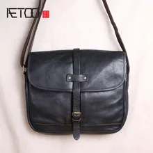 AETOO Original handmade men's bag leather retro vegetable tanned leather shoulder bag Messenger bag head layer leather casual handmade 2018 vintage women handbags cow leather messenger shoulder bag vegetable tanned leather bags cell phone pocket 6 colors