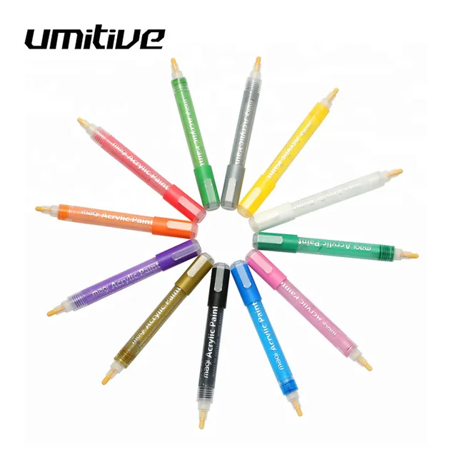 

Umitive 12 Colors Acrylic Waterproof Permanent Paint Marker Pen For DIY Card Making Drawing Painting Art Supplies