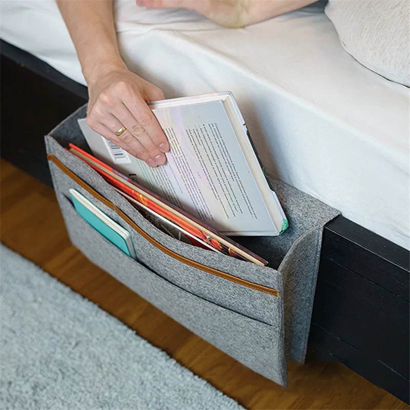 Многофункциональный фетр прикроватный диван стол сумка для хранения висячий держатель Органайзер коробка журнал книга ipad телефон сумка для хранения Pockkets