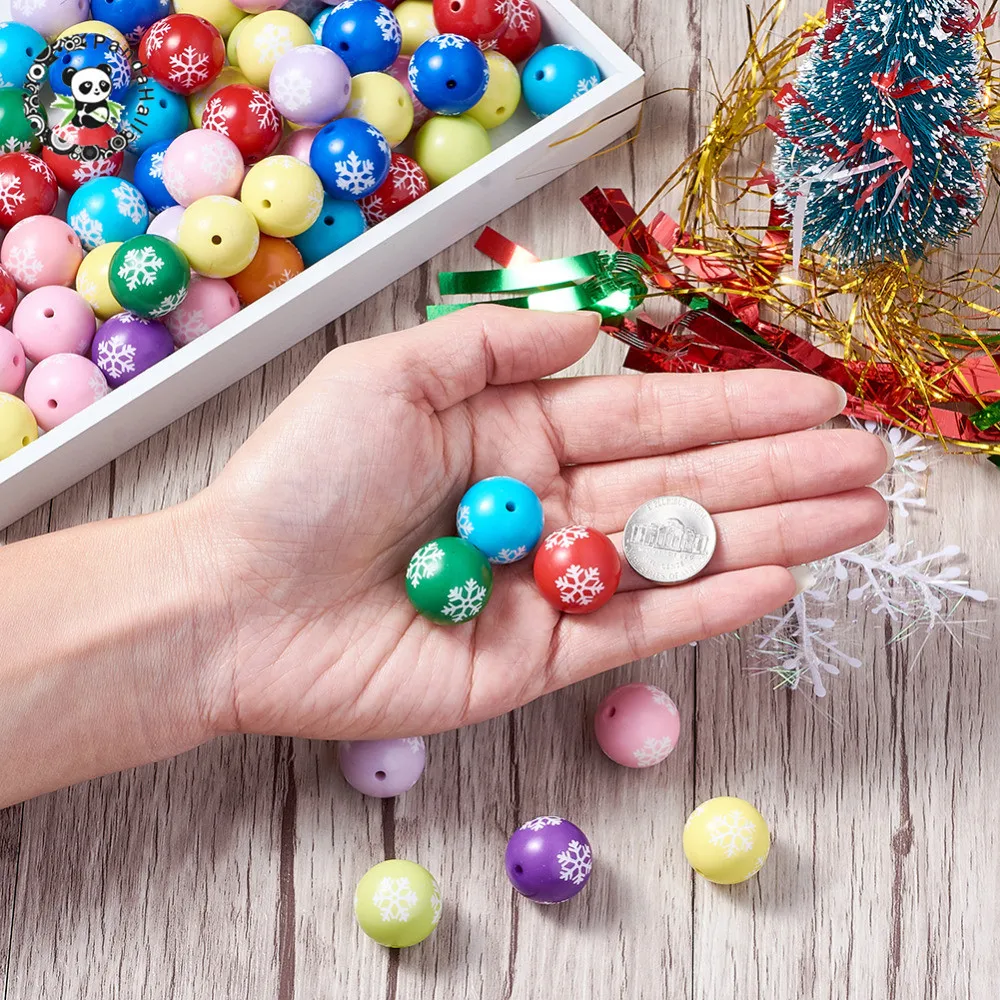 Latest-100pcs-lot-20mm-Randomly-Mixed-Color-Round-Acryic-Snowflake-Pattern-Beads-Christmas-Tree-Ornaments-Decor (2)