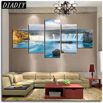 

Waterfall Diamond Painting Cross-Stitch Triptych Diamond Embroidery landscape 5D Mosaic Of Crystals Painting Rhinestones Diy Kit