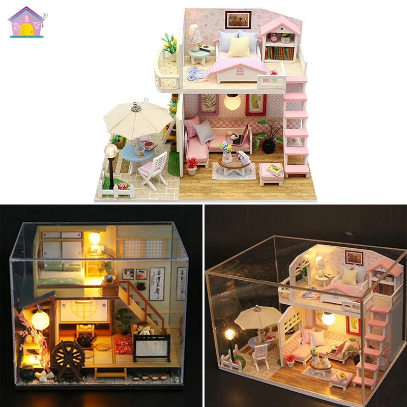 

Mini Dollhouse Pink Loft Forest Holiday House Lovely Room Children Puzzle Toys Birthday Christmas Gift Miniature Furniture Decor