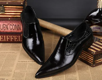 

increase men pointed toes leather shoes male england style personality black men mixed color spring autumn casual dress shoes