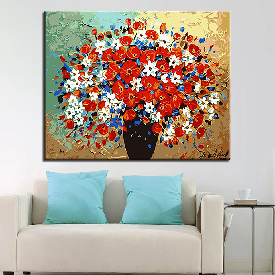 Gorgeous Flowers Diy Painting By Numbers Hand Painted Canvas Painting