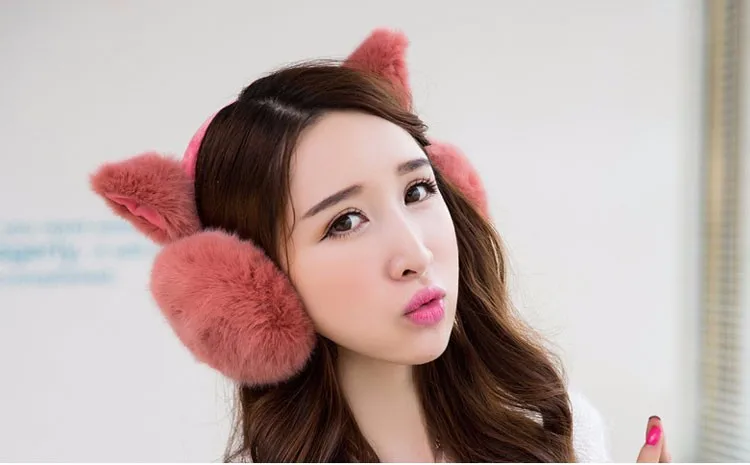 SuperB&G плюшевые Женская зимняя обувь Earmuff теплый наушники для девочек наушники искусственного меха кролика уха дизайн защита ушей наушники