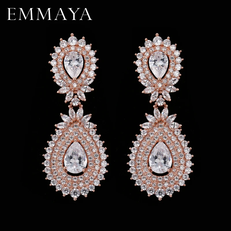 EMMAYA роскошные новые модные женские серьги капельки цвета розового золота с