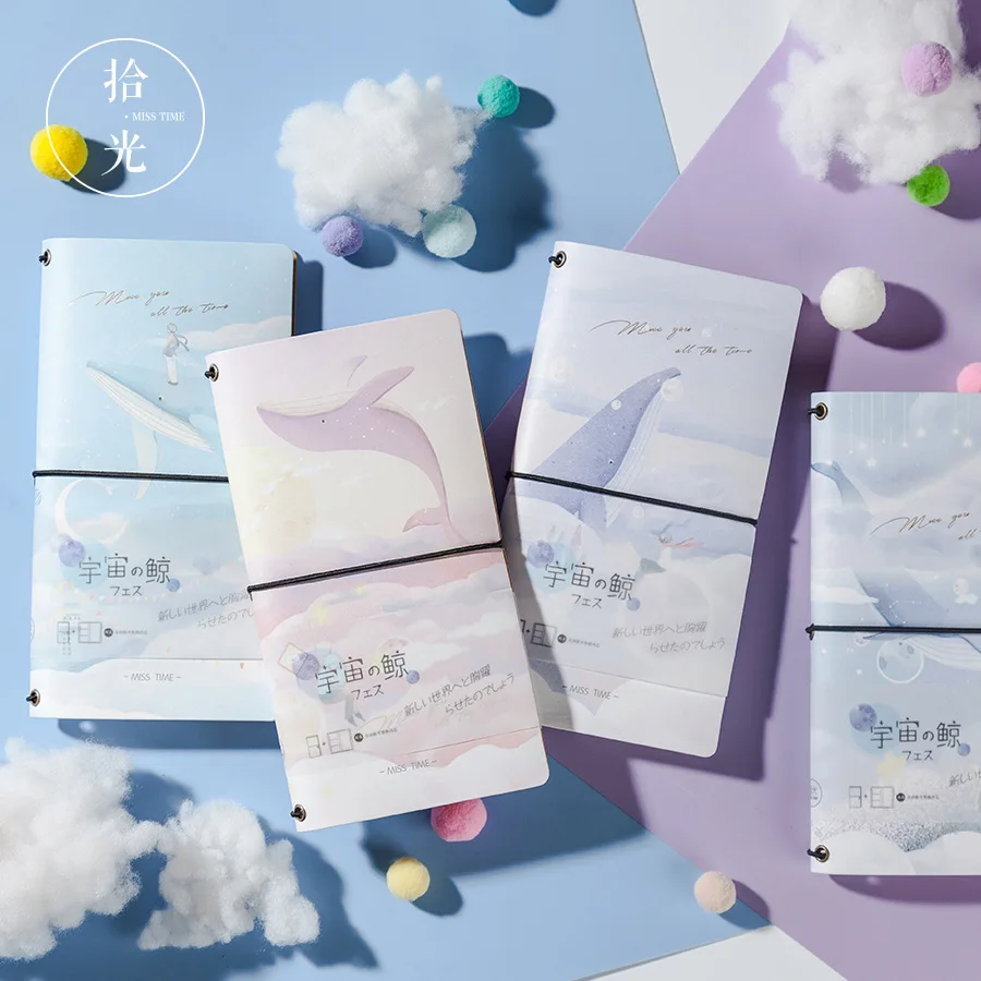 

Travel Notebook PU Kawai Cosmic whale Macaron color Lace Time Manage Planner Plan Notepad Student Gift School Office Stationary