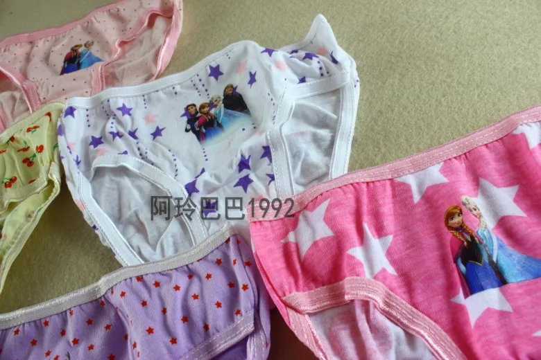 NEW Beautiful Gift Pack Girls Elsa Anna Cartoon Briefs Top Quality Kids Snow Cotton Underwear Mixed Colors Cute Panties 6Pcs/lot