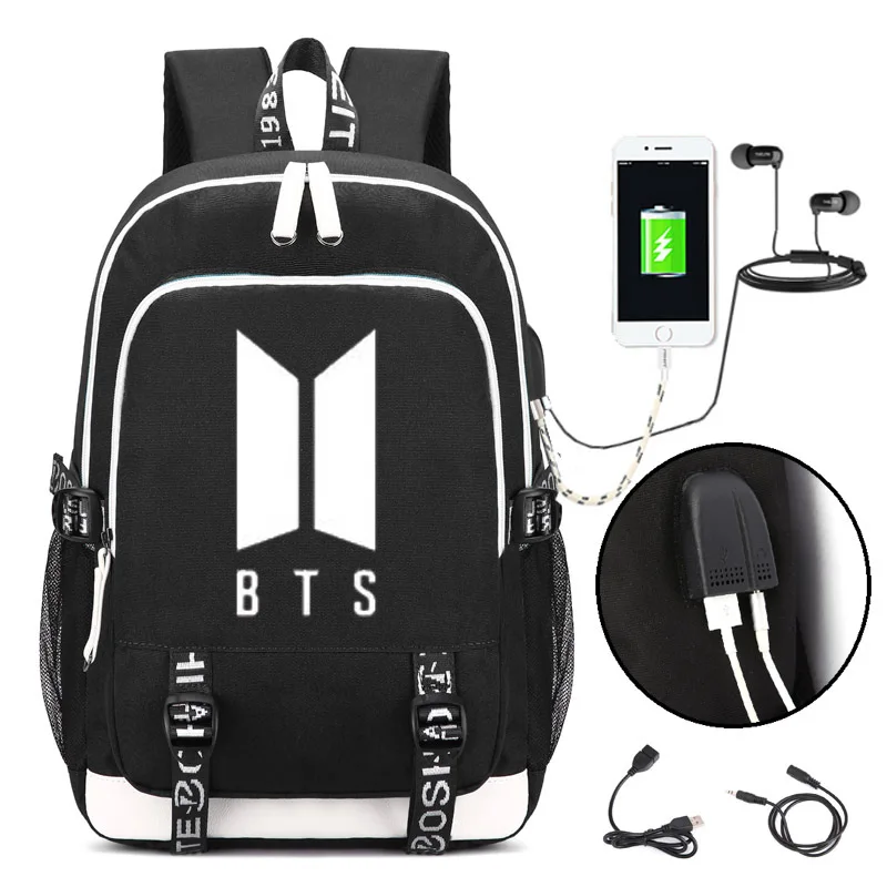 Bangtan Boys BTS Рэп монсте рюкзак, рюкзак подростков для мужчин wo школьные USB сумки Дорожная сумка для ноутбука подарок