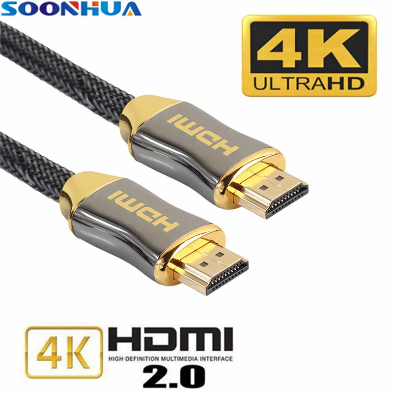 SOONHUA премиум качества плетеные кабели HDMI 4 K V2.0 со сверхвысоким разрешением Ultra HD, кабель для hd-тв ЖК экрана проектор для ноутбука компьютера 1 ...