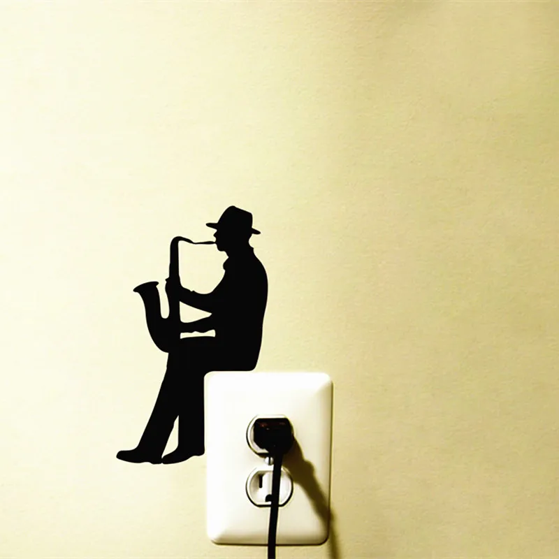 

Free Shipping Modern Saxophone Jazz Music Vinyl Decal Sticker Home Light Switch Refrigerator Instrument Decoration