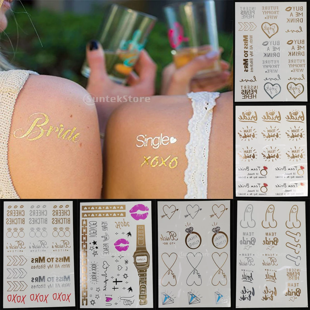 Bachelorette Party Waterproof Temporary Flash Tattoo Stickers