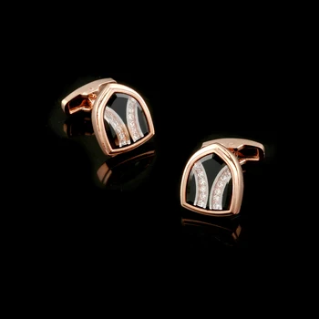 

Qi Qi Wu Luxury Glass Rose Gold Cufflinks for mens French Shirt Cuff links Button Wedding Gifts for Men Jewellery Father's Gift