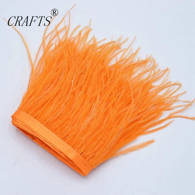 Продаем высококачественный белый страусиный тканевый пояс с перьями, 5 метров и 10 метров в длину тканевый пояс с перьями, ширина пера 4-" /10-15 см - Цвет: 11 orange