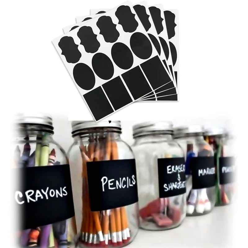 36pcs Waterproof Glass Blackboard Bottle Stickers Labels Home Kitchen