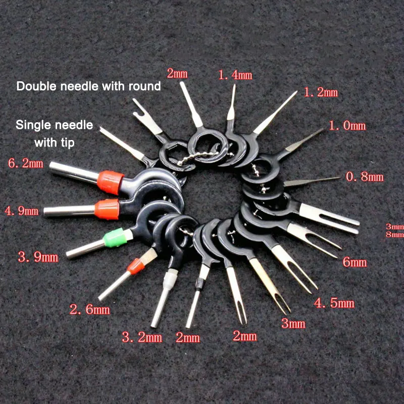 

Hot 18 Pcs Car Wire Harness Plug Terminal Extraction Pick Connector Pin Remove Tool Set BX
