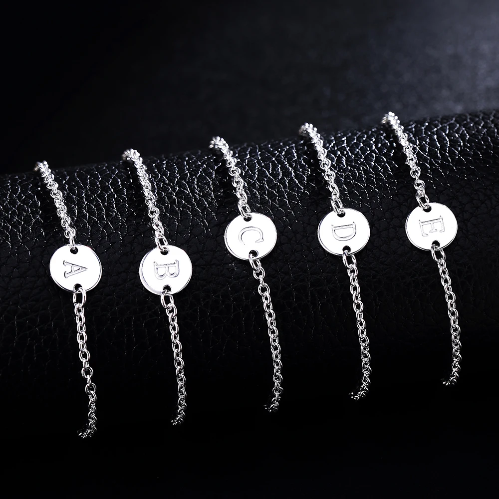 26 Мода Письмо для женщин мужчин браслет цепочка цвет серебра талисман браслет свадебные Индивидуальные ювелирные изделия Pulseras Mujer JSHLH029