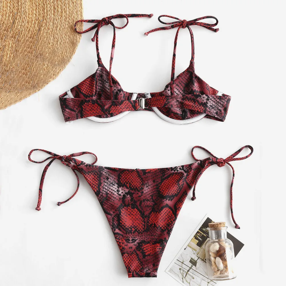 2019 women's split snake print sexy bikini set summer bikinis set women swimsuit push up swimwear sexy e fatos de banho 40J13 (7)