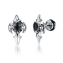 DoreenBeads, титановая сталь, серебряные серьги-гвоздики, черный камень со стразами, стильные серьги с крестом, модное ювелирное изделие для мужчин, 1 пара