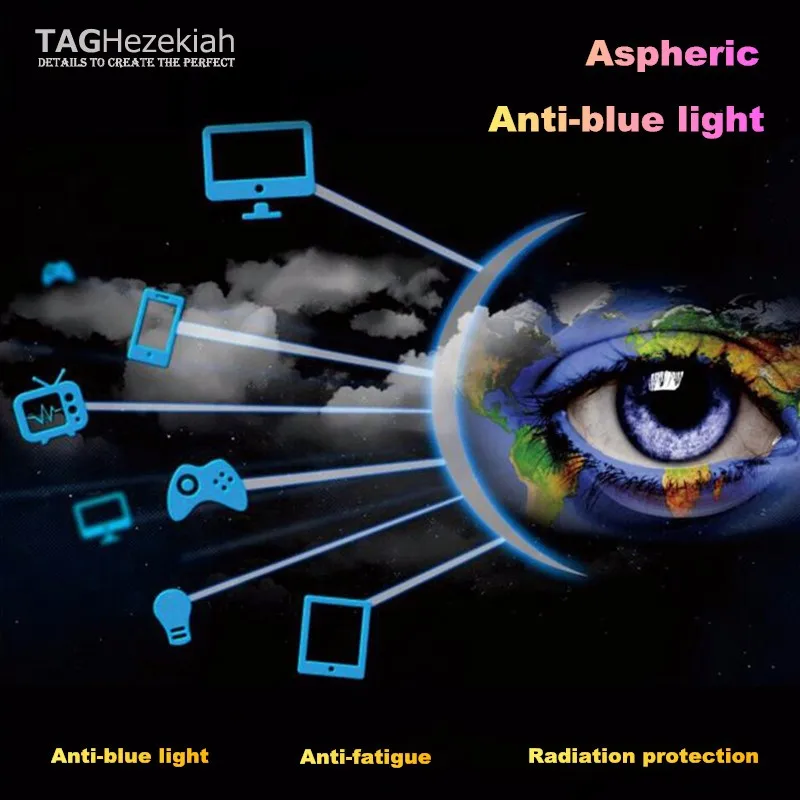 1,67 Асферические анти-синие радиационные Анти-усталость линзы по рецепту Близорукость очки для чтения компьютерные очки