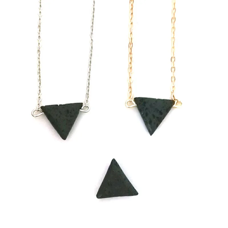 

Prism Triangle Round Lucky Black Lava Stone Bead Aromatherapy Essential Oil Perfume Diffuser Necklace Jewelry Gift