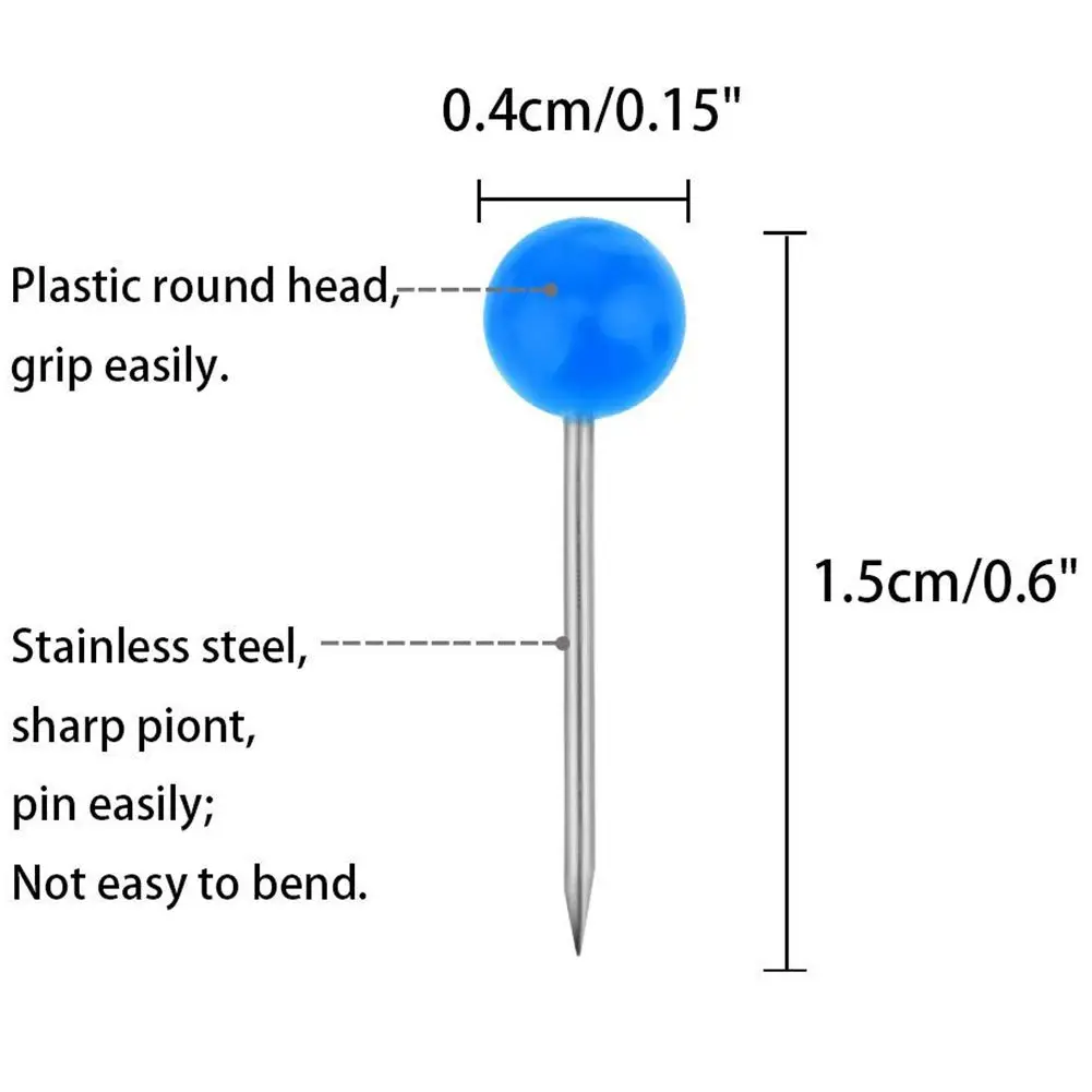 1000 штук 1/8 дюймов карта нажимные булавки карты с пластиковыми круглыми головками и стальными точками иглы 10 цветов(каждый цвет 100 шт