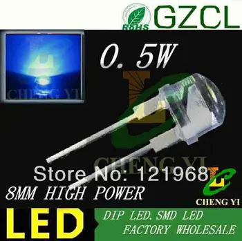 

Factory wholesale Blue 0.5W lamp bulb 8mm straw hat diode 120 degree view angle(Free shipping)